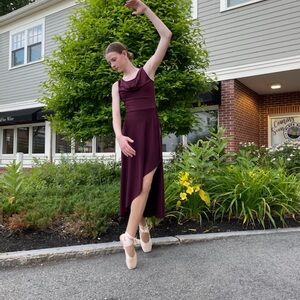 Weissman Burgundy High-Low Dress